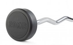 Штанга неразборная обрезиненная 20 кг. Изогнутый гриф. VictoryFit VF-DX5200