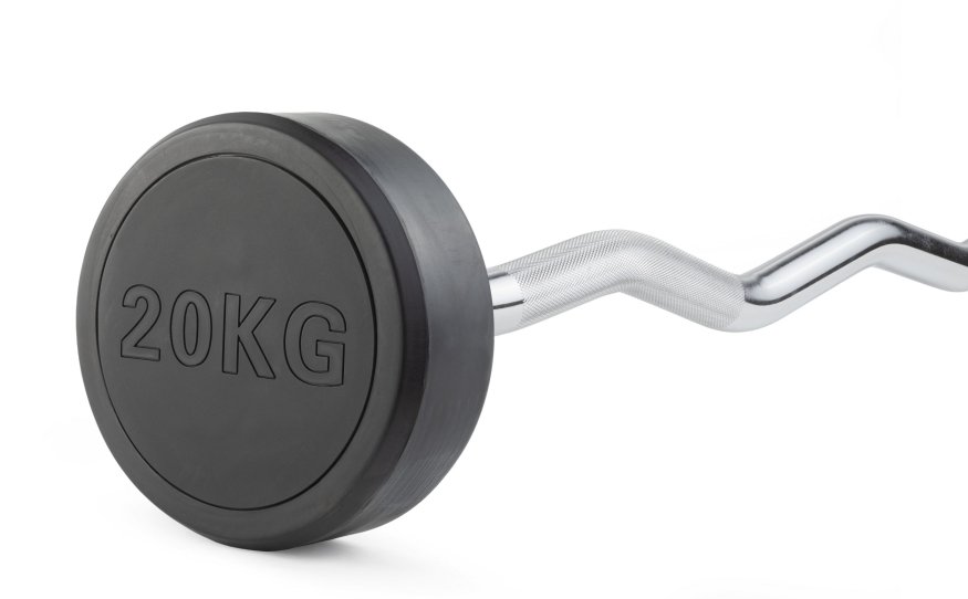 Штанга неразборная обрезиненная 20 кг. Изогнутый гриф. VictoryFit VF-DX5200