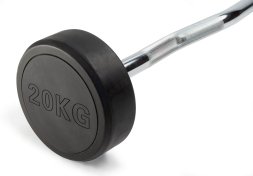 Штанга неразборная обрезиненная 20 кг. Изогнутый гриф. VictoryFit VF-DX5200