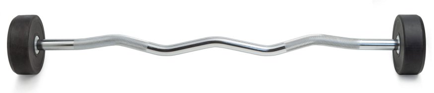 Штанга неразборная обрезиненная 20 кг. Изогнутый гриф. VictoryFit VF-DX5200