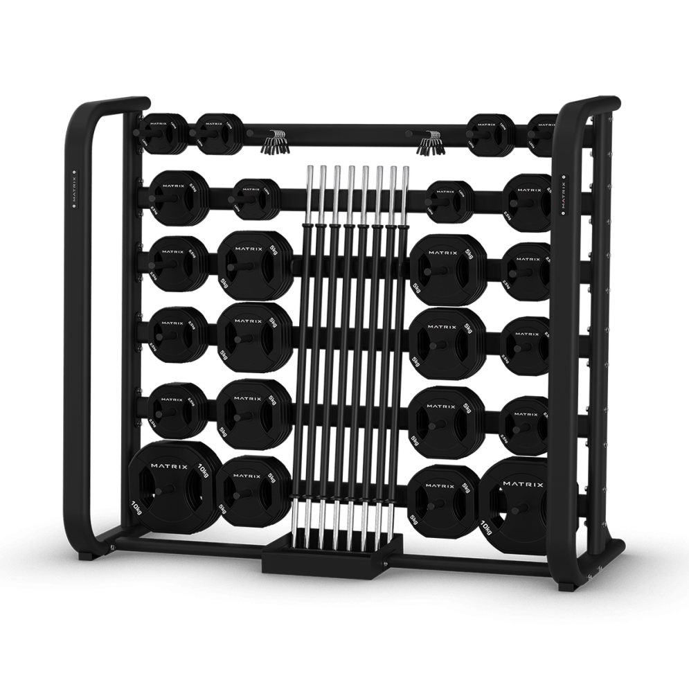 Стойка для бодипампов на 20 комплектов Matrix Fitness GroupX Plate &amp; Bar Rack