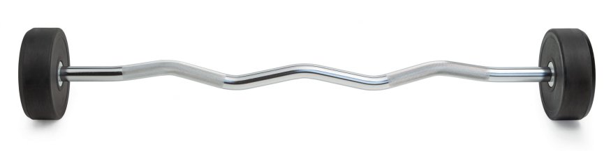 Штанга неразборная обрезиненная 15 кг. Изогнутый гриф. VictoryFit VF-DX5150