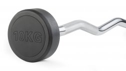 Штанга неразборная обрезиненная 10 кг. Изогнутый гриф. VictoryFit VF-DX5100