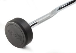 Штанга неразборная обрезиненная 10 кг. Изогнутый гриф. VictoryFit VF-DX5100