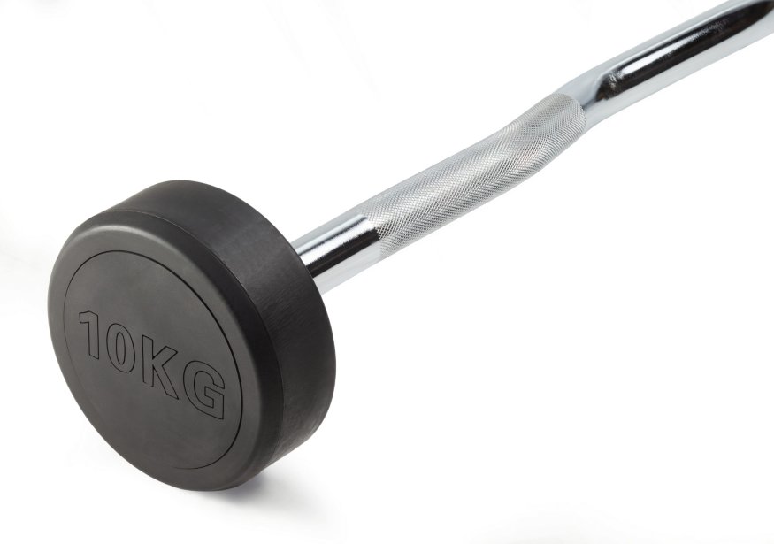 Штанга неразборная обрезиненная 10 кг. Изогнутый гриф. VictoryFit VF-DX5100