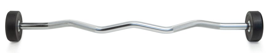 Штанга неразборная обрезиненная 10 кг. Изогнутый гриф. VictoryFit VF-DX5100