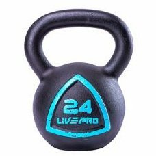Чугунная гиря LIVEPRO Solid Cast Iron Kettlebell 20 кг, черный/синий