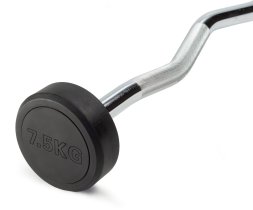 Штанга неразборная обрезиненная 7,5 кг. Изогнутый гриф. VictoryFit VF-DX5075